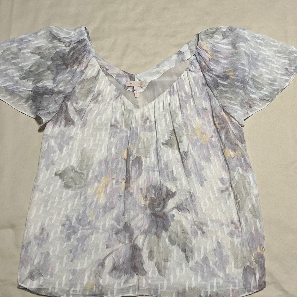 Elegant White Silk Floral Blouse Rebecca Taylor. - Picture 2 of 8